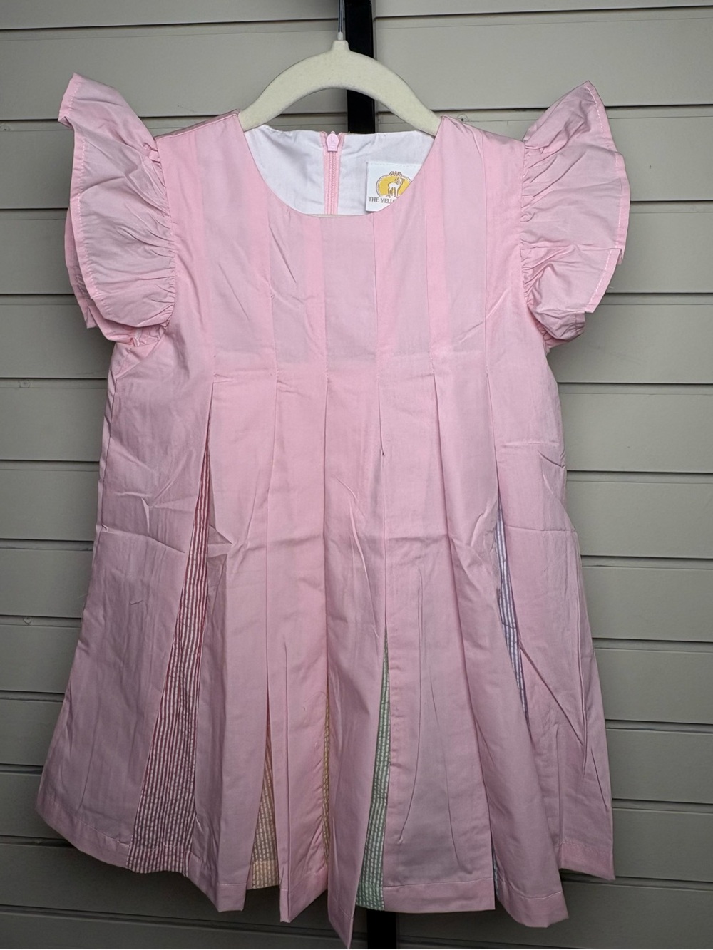 The Yellow Lamb Pink Flutter-Sleeve Girls' Dress